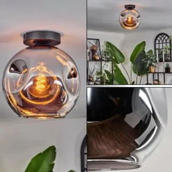 Plafonnier - Verre 25 cm Ripoll Chrome, 1 lumière