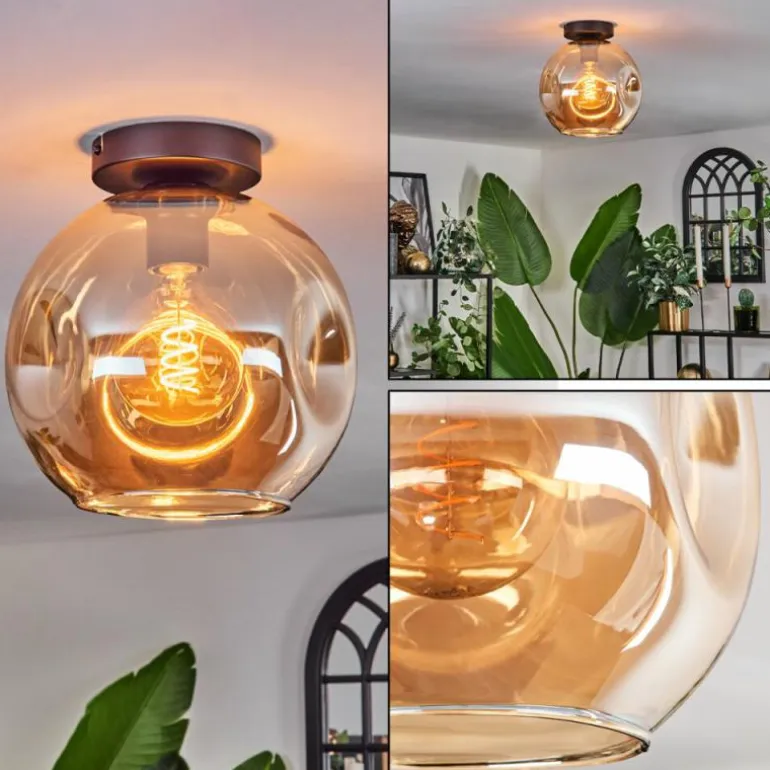 Plafonnier - Verre 25 cm Ripoll Ambre, 1 lumière