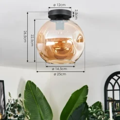 Plafonnier - Verre 25 cm Ripoll Ambre, 1 lumière