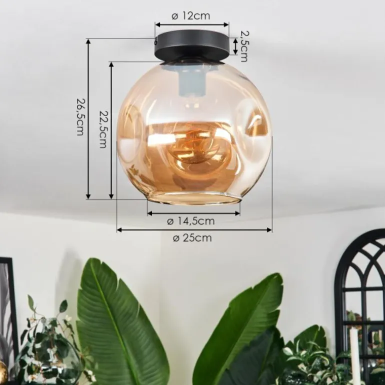 Plafonnier - Verre 25 cm Ripoll Ambre, 1 lumière
