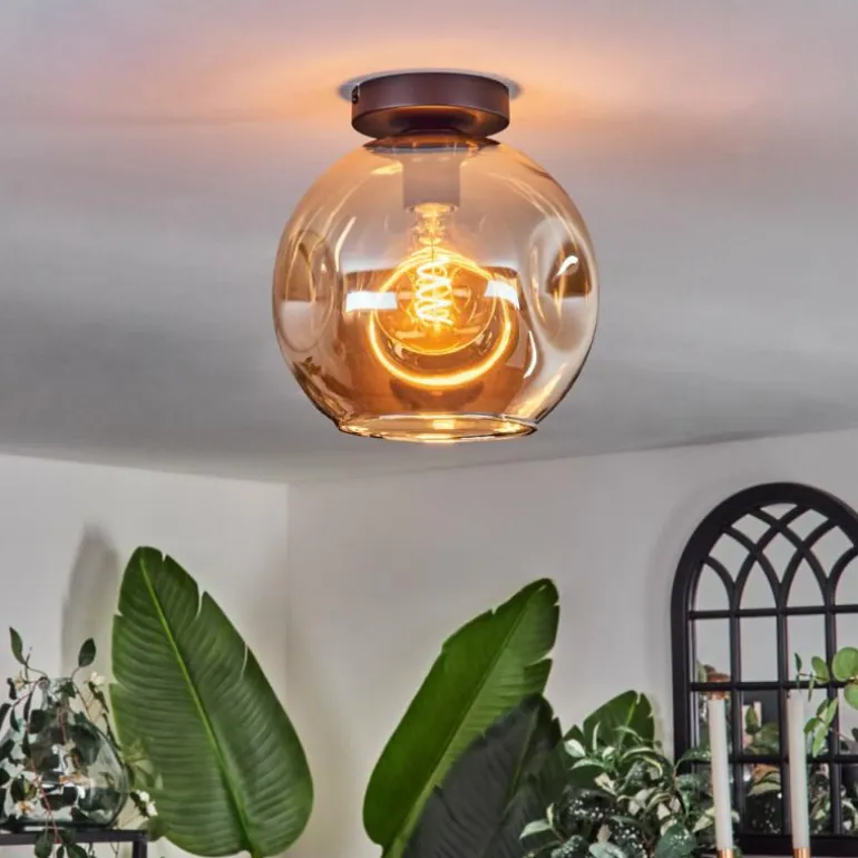 Plafonnier - Verre 25 cm Ripoll Ambre, 1 lumière