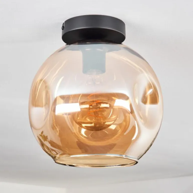 Plafonnier - Verre 25 cm Ripoll Ambre, 1 lumière