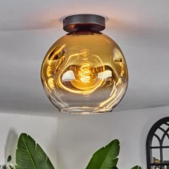 Plafonnier - Verre 25 cm Ripoll Or, Clair, 1 lumière