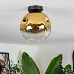 Plafonnier - Verre 25 cm Ripoll Or, Clair, 1 lumière