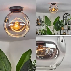 Plafonnier - Verre 25 cm Ripoll Chrome, Clair, 1 lumière