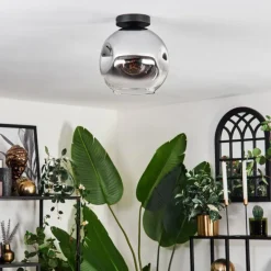Plafonnier - Verre 25 cm Ripoll Chrome, Clair, 1 lumière