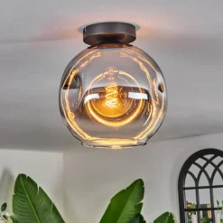 Plafonnier - Verre 25 cm Ripoll Chrome, Clair, 1 lumière