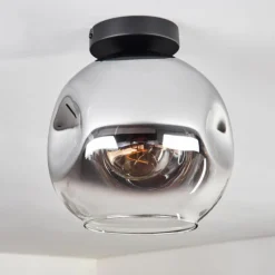Plafonnier - Verre 25 cm Ripoll Chrome, Clair, 1 lumière