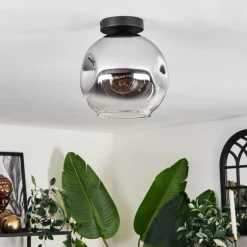 Plafonnier - Verre 25 cm Ripoll Chrome, Clair, 1 lumière