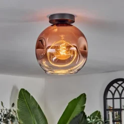 Plafonnier - Verre 25 cm Ripoll Clair, Cuivré, 1 lumière