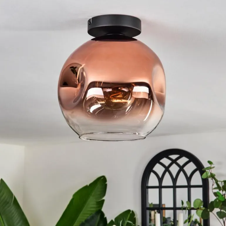 Plafonnier - Verre 25 cm Ripoll Clair, Cuivré, 1 lumière