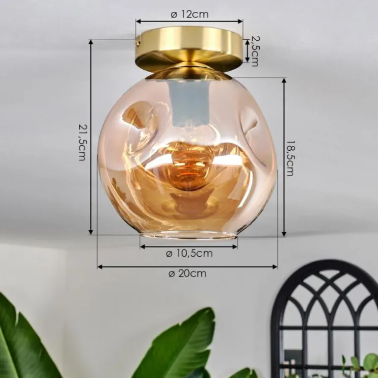 Plafonnier - Verre 20 cm Ripoll Or, Noir, 1 lumière