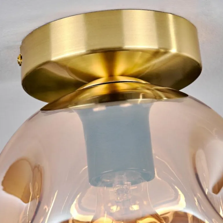 Plafonnier - Verre 20 cm Ripoll Or, Noir, 1 lumière