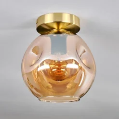 Plafonnier - Verre 20 cm Ripoll Or, Noir, 1 lumière