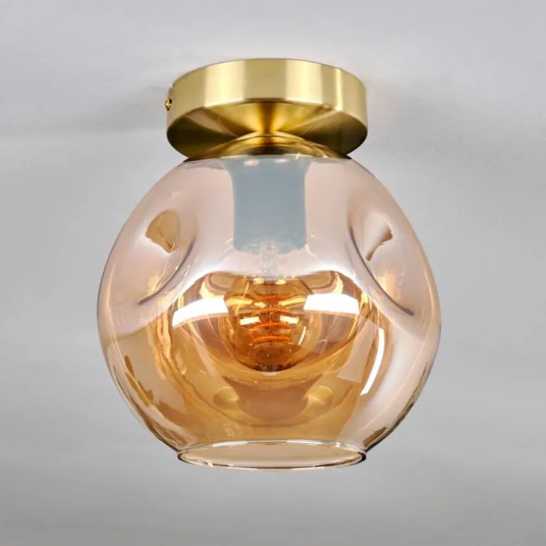 Plafonnier - Verre 20 cm Ripoll Or, Noir, 1 lumière
