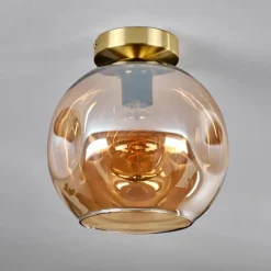 Plafonnier - Verre 25 cm Ripoll Or, Noir, 1 lumière