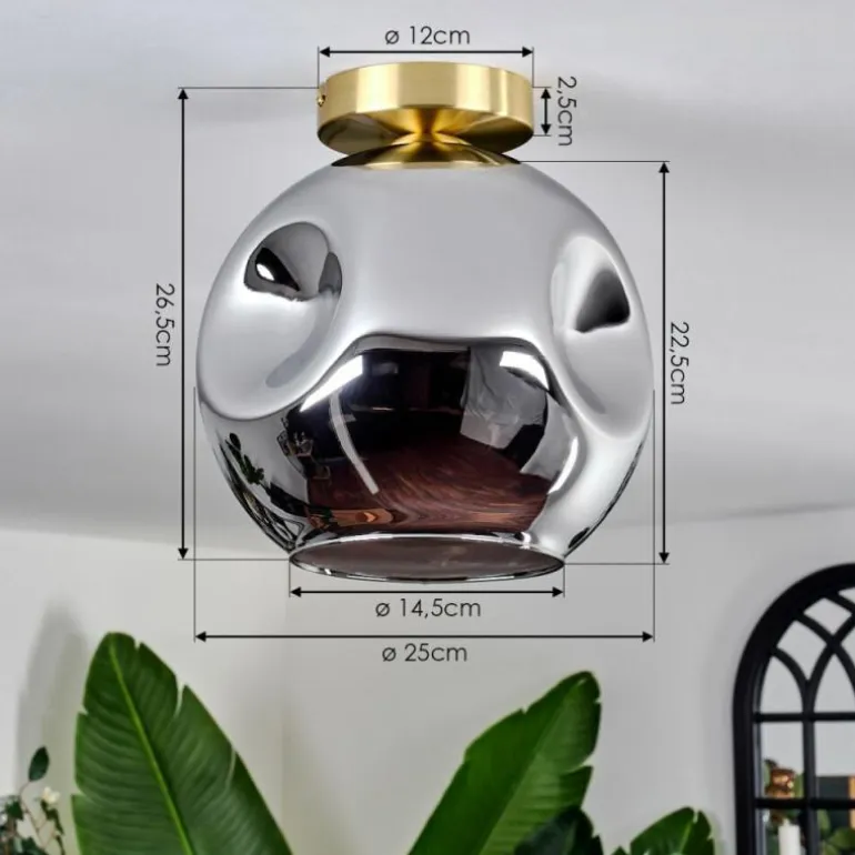 Plafonnier - Verre 25 cm Ripoll Or, Noir, 1 lumière