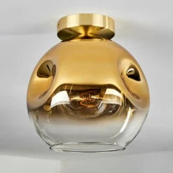 Plafonnier - Verre 25 cm Ripoll Or, Noir, 1 lumière