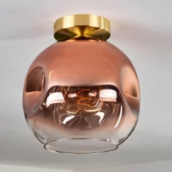 Plafonnier - Verre 25 cm Ripoll Or, Noir, 1 lumière