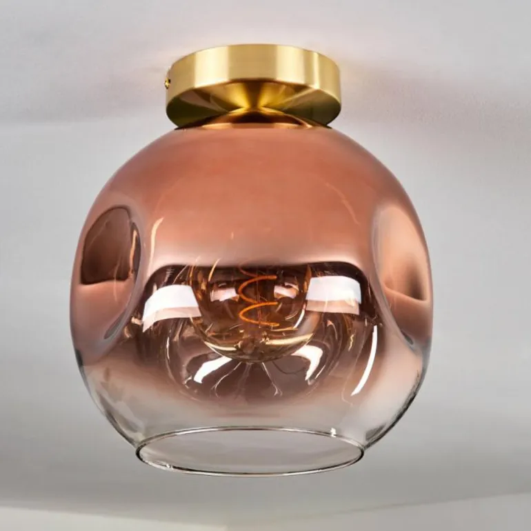 Plafonnier - Verre 25 cm Ripoll Or, Noir, 1 lumière