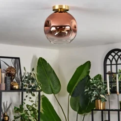 Plafonnier - Verre 25 cm Ripoll Or, Noir, 1 lumière