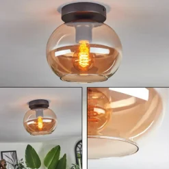 Plafonnier - Verre Apedo Ambre, 1 lumière