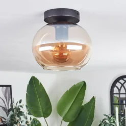 Plafonnier - Verre Apedo Ambre, 1 lumière