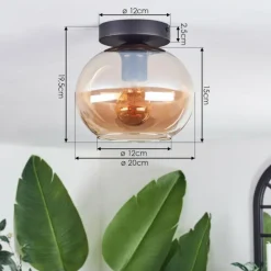 Plafonnier - Verre Apedo Ambre, 1 lumière