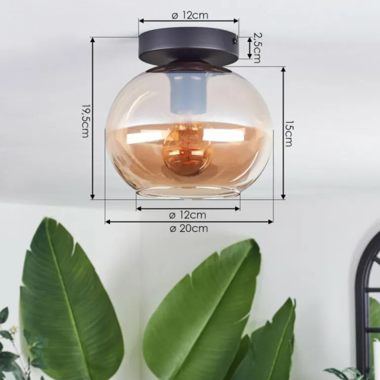 Plafonnier - Verre Apedo Ambre, 1 lumière