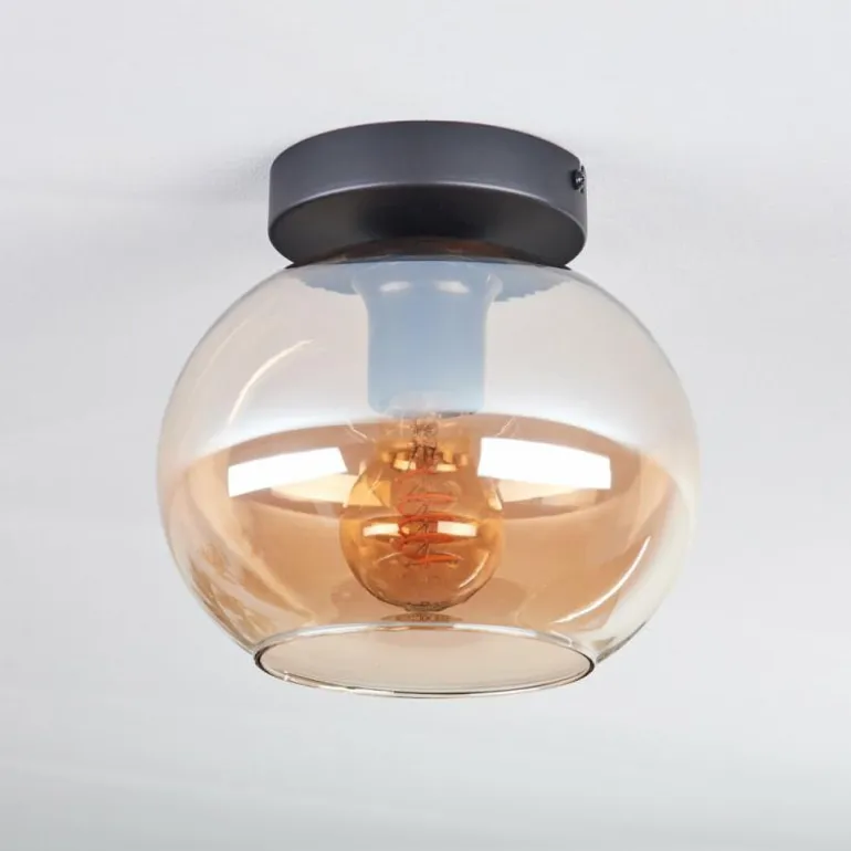 Plafonnier - Verre Apedo Ambre, 1 lumière