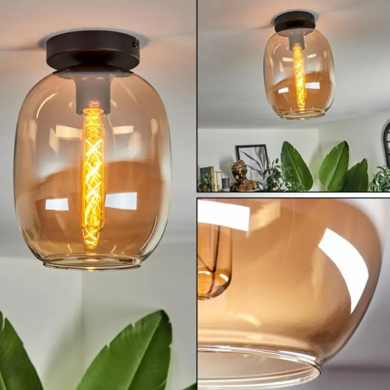 Plafonnier - Verre Apedo Ambre, 1 lumière
