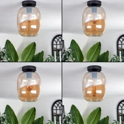 Plafonnier - Verre Apedo Ambre, 1 lumière