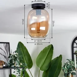 Plafonnier - Verre Apedo Ambre, 1 lumière