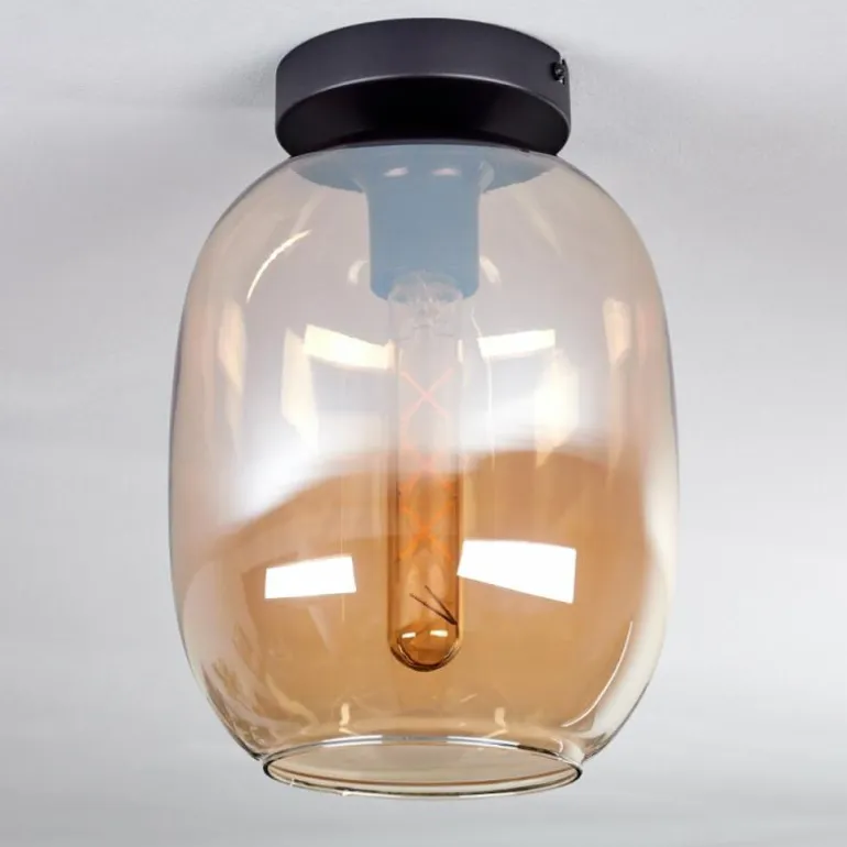 Plafonnier - Verre Apedo Ambre, 1 lumière