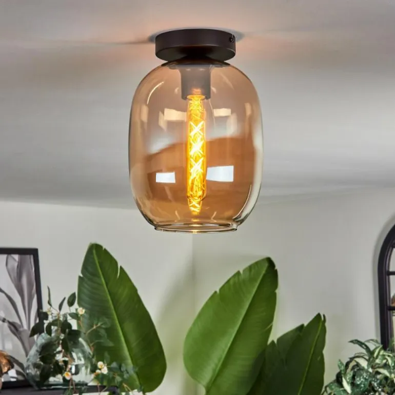 Plafonnier - Verre Apedo Ambre, 1 lumière