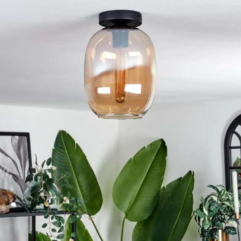 Plafonnier - Verre Apedo Ambre, 1 lumière