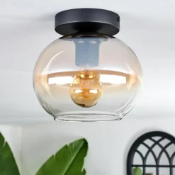 Plafonnier - Verre Apedo Ambre, Clair, 1 lumière