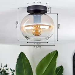 Plafonnier - Verre Apedo Ambre, Clair, 1 lumière