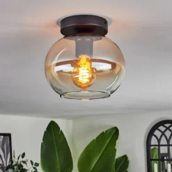 Plafonnier - Verre Apedo Ambre, Clair, 1 lumière