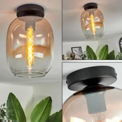 Plafonnier - Verre Apedo Ambre, Clair, 1 lumière