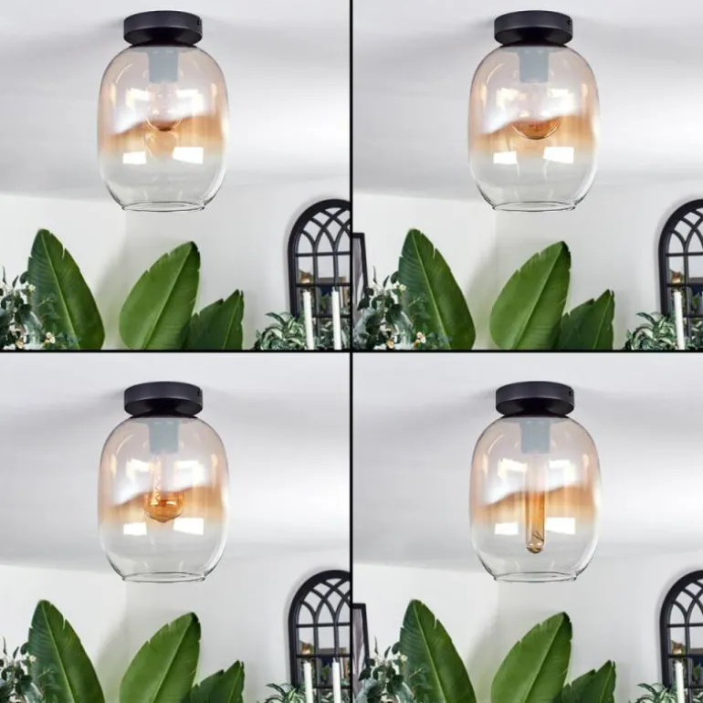 Plafonnier - Verre Apedo Ambre, Clair, 1 lumière