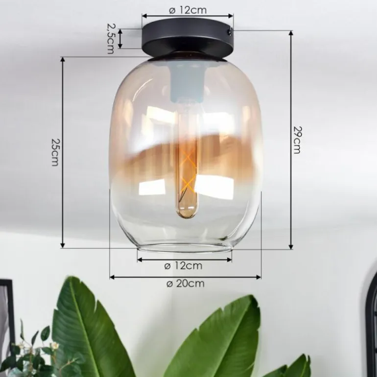 Plafonnier - Verre Apedo Ambre, Clair, 1 lumière
