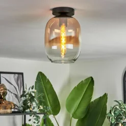 Plafonnier - Verre Apedo Ambre, Clair, 1 lumière