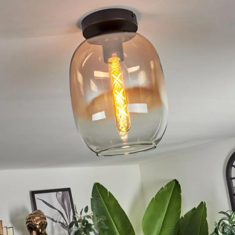 Plafonnier - Verre Apedo Ambre, Clair, 1 lumière