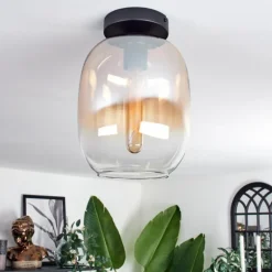 Plafonnier - Verre Apedo Ambre, Clair, 1 lumière