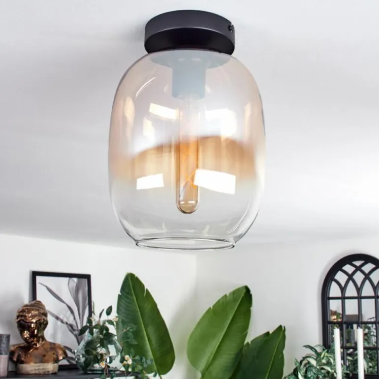 Plafonnier - Verre Apedo Ambre, Clair, 1 lumière