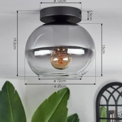 Plafonnier - Verre Apedo Clair, Fumé, 1 lumière