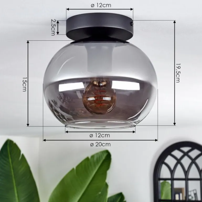 Plafonnier - Verre Apedo Fumé, 1 lumière