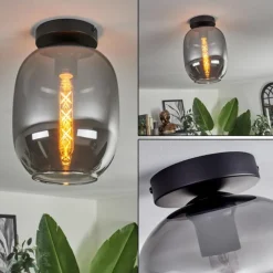 Plafonnier - Verre Apedo Fumé, 1 lumière