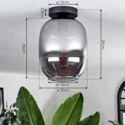 Plafonnier - Verre Apedo Fumé, 1 lumière